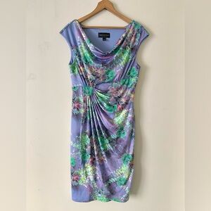 CONNECTED APPAREL Lavender Floral Cowl Neck Midi Dress